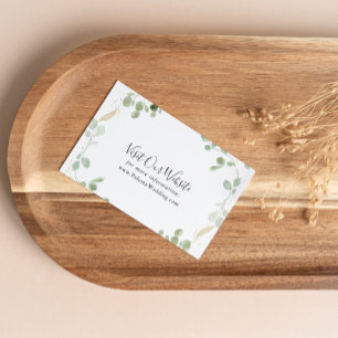 Gold Confetti Eucalyptus Foliage Wedding Website Enclosure Card