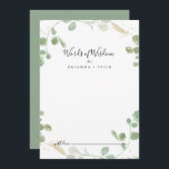 Gold Confetti Eucalyptus Wedding Words of Wisdom  Advice Card<br><div class="desc">This gold confetti eucalyptus wedding words of wisdom advice card is perfect for a rustic wedding. The design features watercolor eucalyptus green foliage with gold confetti. These cards are perfect for a wedding, bridal shower, baby shower, graduation party & more. Personalize the cards with the names of the bride and...</div>