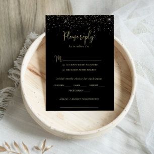 Gold Confetti Fancy Mariage Menu Choix RSVP