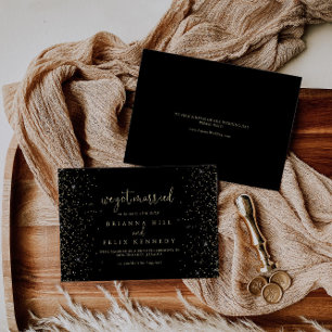 Gold Confetti Fancy Script Elopement Faire-part