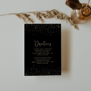 Gold Confetti Fancy Script Wedding Directions    Enclosure Card