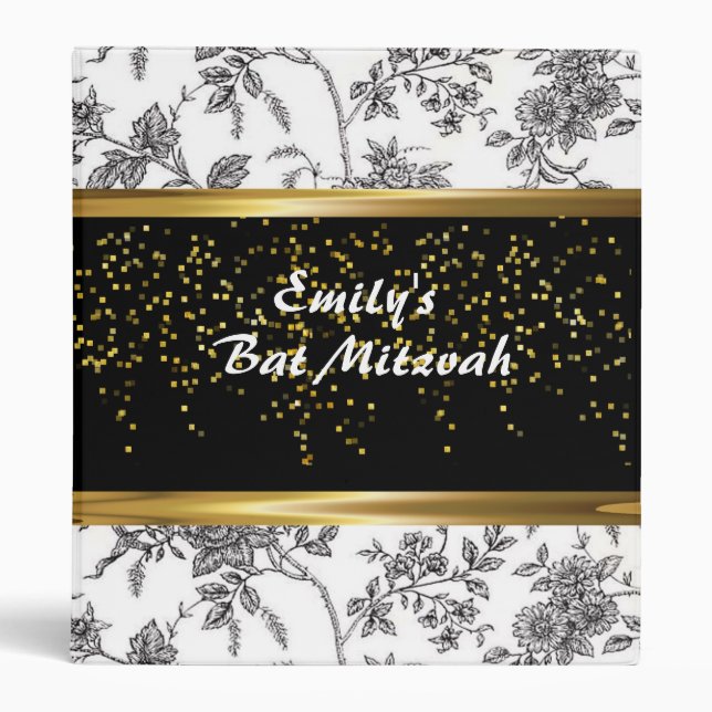 Gold Confetti, Faux Gold Ribbon, Custom Binder (Front)