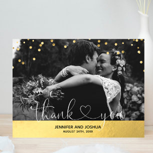 Gold confetti & Foil Wedding Thank You PHOTOS Postcard