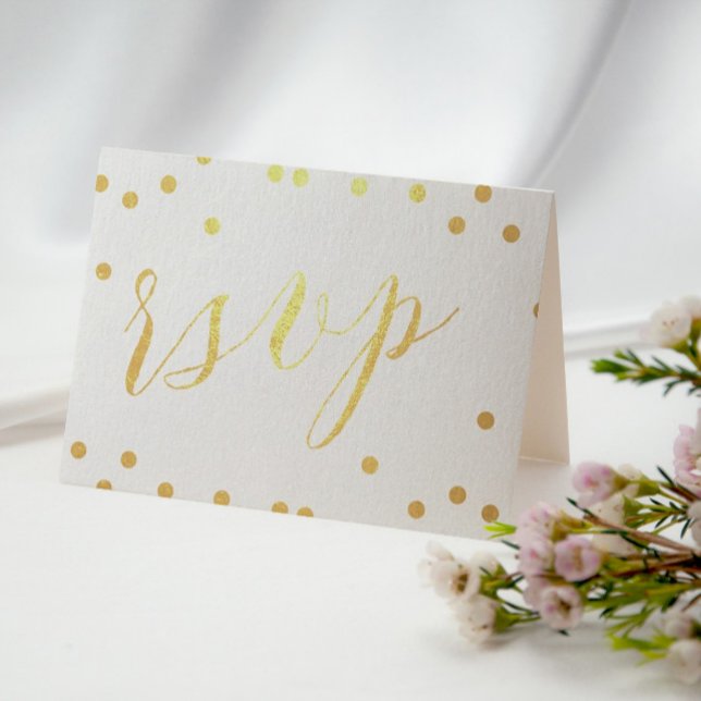 Gold Confetti Folded RSVP Foil Card (Creator Uploaded)