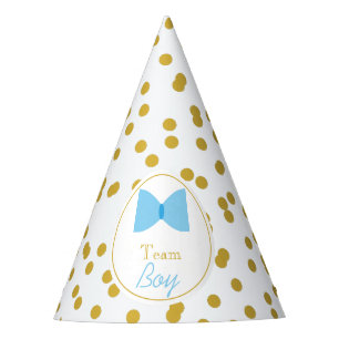 Gold Confetti Gender Reveal Bow Tie Team Boy Party Hat