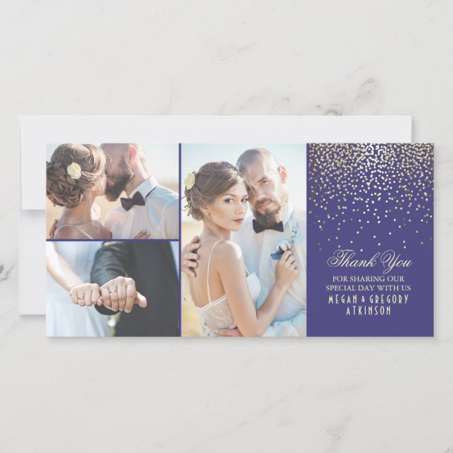 Gold Confetti Glamor Marine Mariage Merci (Devant)