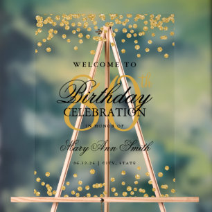 Gold Confetti Glitter 80th Birthday Party Welcome  Acrylic Sign