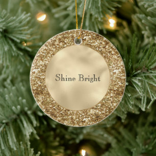 Gold Confetti Glitter Ceramic Ornament