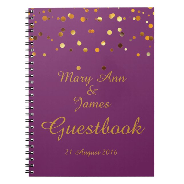 Gold Confetti Glitter Faux Foil Blue Guest Notebook (Front)