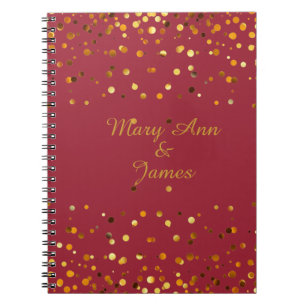 Gold Confetti Glitter Faux Foil Maroon craft Notebook