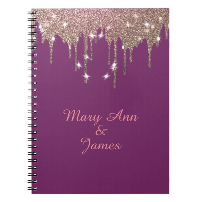 Gold Confetti Glitter Faux Foil Purple craft Noteb Notebook (Front)