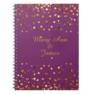 Gold Confetti Glitter Faux Foil Purple craft Notebook