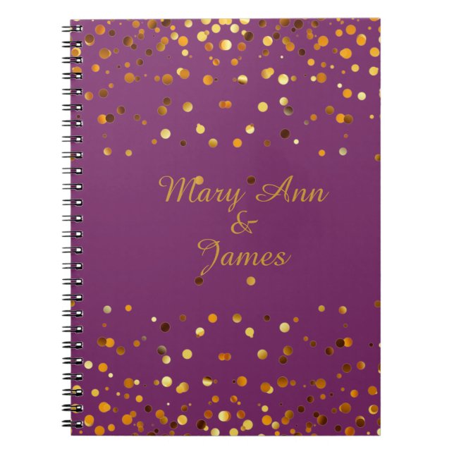Gold Confetti Glitter Faux Foil Purple craft Notebook (Front)