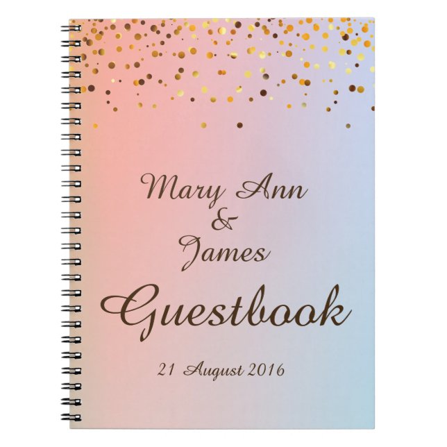 Gold Confetti Glitter Faux Foil Yellow Guest Notebook (Front)