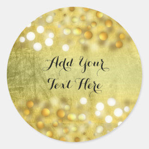 Gold Confetti Glitter Foil Faux Customize Classic Round Sticker