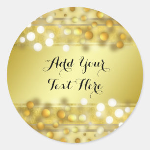 Gold Confetti Glitter Foil Faux Customize Classic Round Sticker