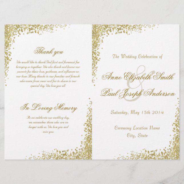 Gold confetti & Glitter folded program (Front)