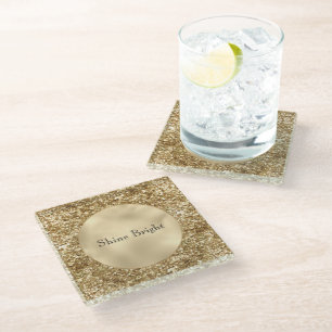 Gold Confetti Glitter Glass Coaster
