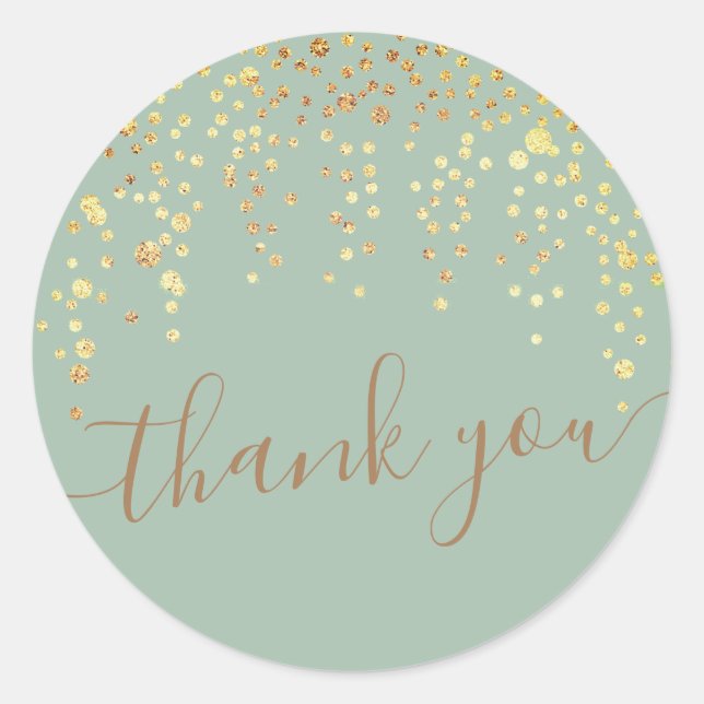 gold confetti glitter green thank you Sticker (Front)