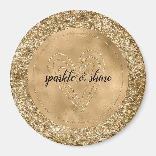 Gold Confetti Glitter Heart Magnet (Front)
