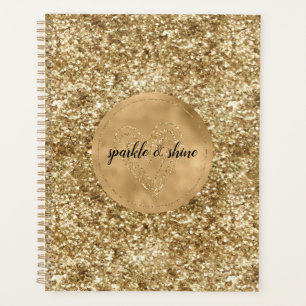Gold Confetti Glitter Heart Planner