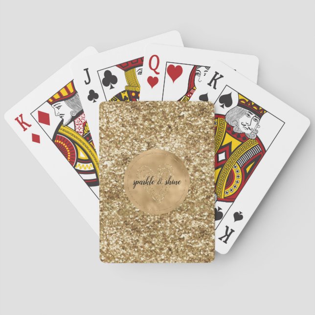 Gold Confetti Glitter Heart Playing Cards (Back)