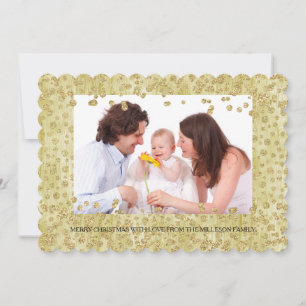 Gold Confetti Glitter Personalized Photo Christmas Holiday Card