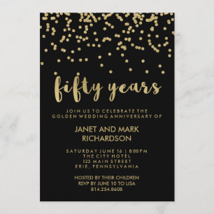 Gold Confetti Golden Wedding Anniversary Party Invitation