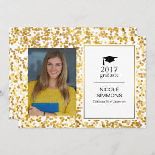 Gold Confetti Graduate Photo Card