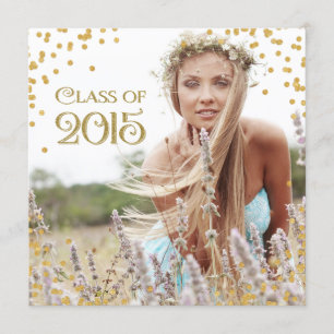 Gold Confetti Graduation Announcement