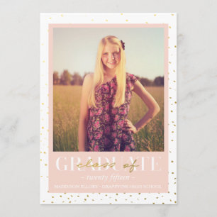 Gold Confetti Graduation Announcement