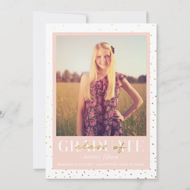 Gold Confetti | Graduation Announcement (Front)