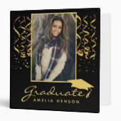 Gold Confetti Graduation Graduate Photo Album 3 Ri Binder (Front/Inside)