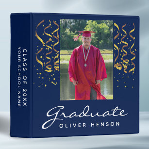 Gold Confetti Graduation Graduate Photo Album Binder