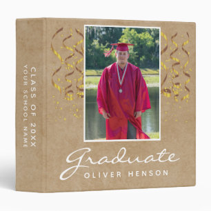 Gold Confetti Graduation Graduate Photo Album Binder