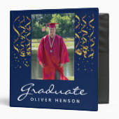 Gold Confetti Graduation Graduate Photo Album Binder (Front/Inside)
