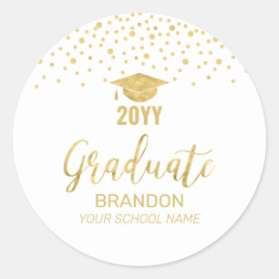 Gold Confetti Graduation Party Favour Classic  Round Sticker