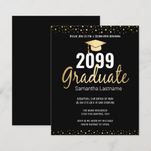 Gold Confetti Graduation Party Invitation