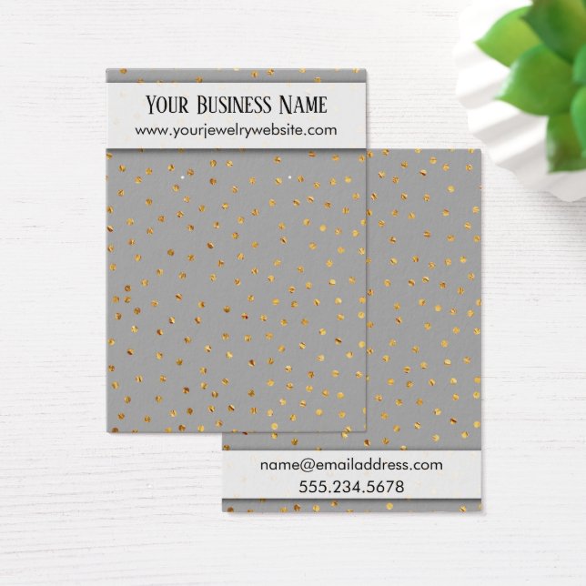 Gold Confetti & Grey Earring Holder Display Cards (Desk)