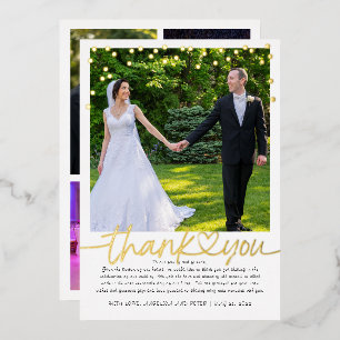 Gold Confetti Hand Lettering Wedding Thank You