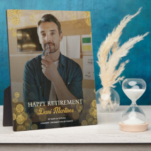 Gold Confetti Happy Retirement Gift Plaque