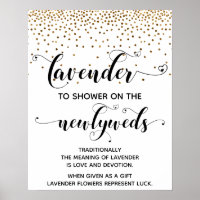 Gold Confetti Hearts Shower with Lavender Sign