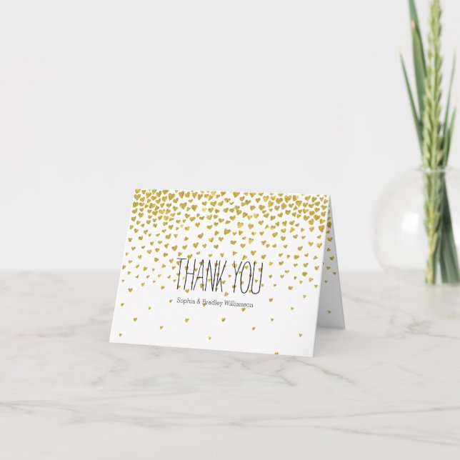 Gold Confetti Hearts Thank you (Front)
