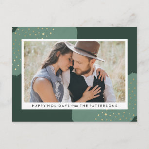 Gold Confetti Holiday Photo Postcard