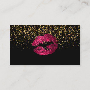 Gold Confetti & Hot Pink Lips Business Card