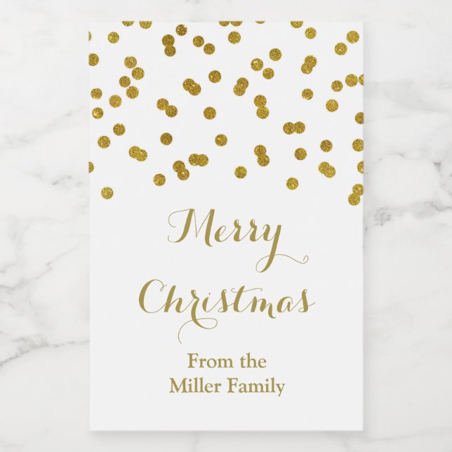 Gold Confetti Joyeux Noël Étiquette personnalisé (Étiquettes simples)