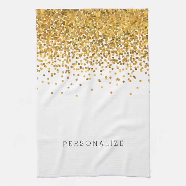 Gold Confetti Kitchen Towel (Vertical)