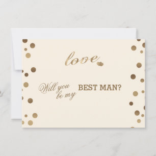 Gold Confetti Love Champagne Wedding Best Man Invitation