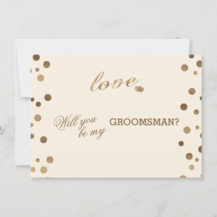Gold Confetti Love Champagne Wedding Groomsman Invitation
