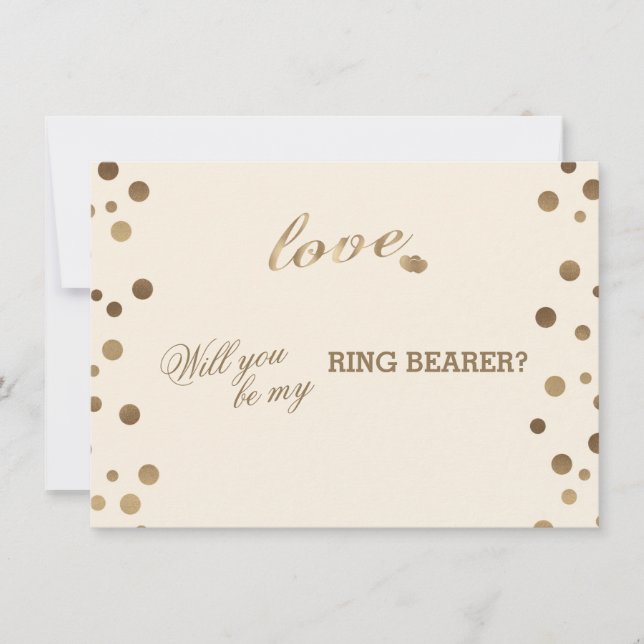 Gold Confetti Love Champagne Wedding Ring Bearer Invitation (Front)